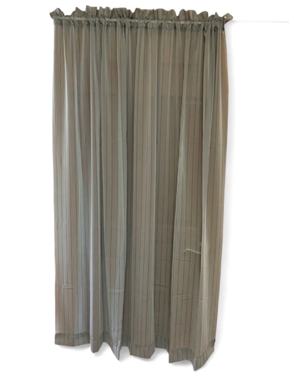 Makenzie Voile Sheer Curtains 4 Panels 54Wx63L Slate Gray Pinstripe Rod Pocket